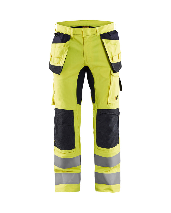 Blaklader 15871512 Flame-Retardant Stretch Trousers Yellow/Navy Blue Main #colour_yellow-navy-blue