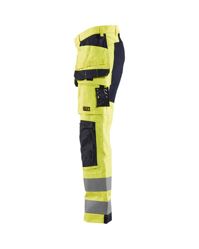 Blaklader 15871512 Flame-Retardant Stretch Trousers Yellow/Navy Blue Left #colour_yellow-navy-blue