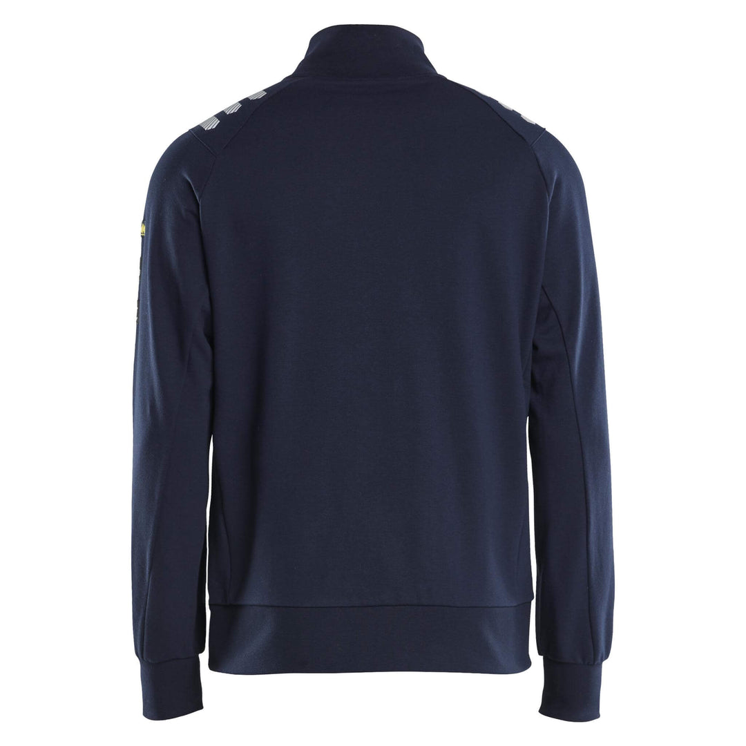 Blaklader 34531762 Flame resistant Zip Sweatshirt Navy Blue Rear #colour_navy-blue