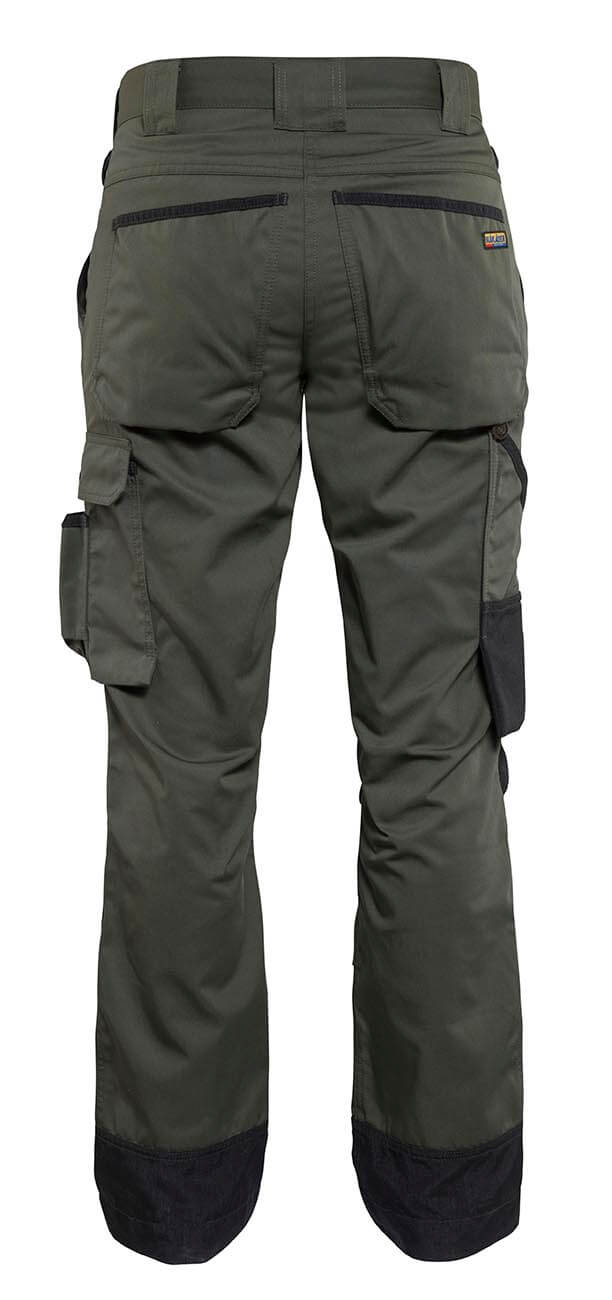 Blaklader 71541835 Garden Trousers Green Army Green/Black Rear #colour_army-green-black