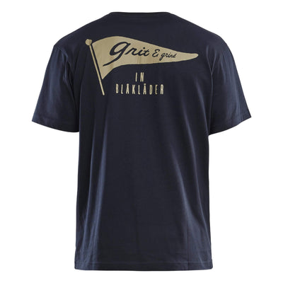 Blaklader 94201042 Grit Flag Cotton T-Shirt Dark Navy Blue Rear #colour_dark-navy-blue