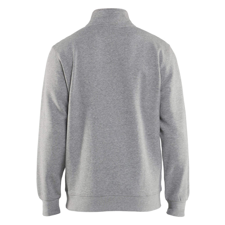 Blaklader 33651157 Half Zip College Jersey Sweatshirt Grey Melange Rear #colour_grey-melange