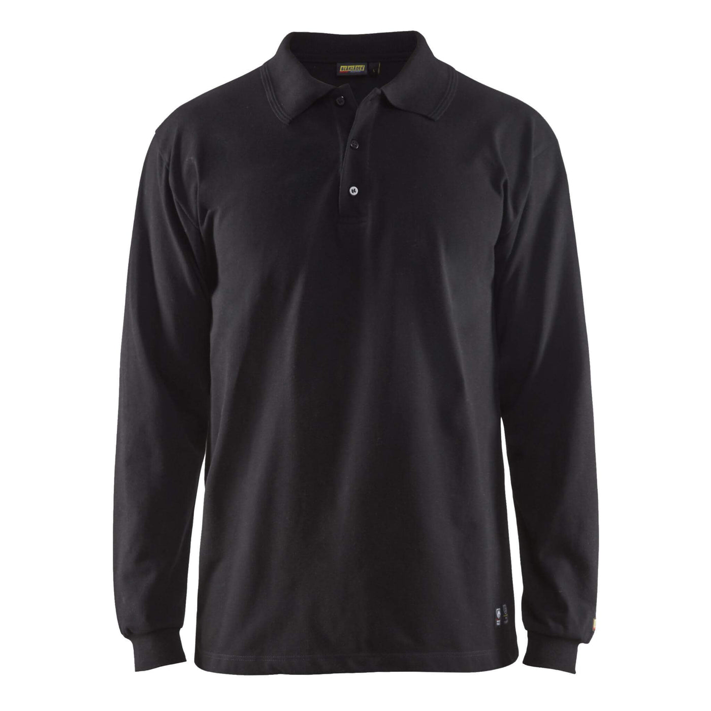 Blaklader 33741741 Heavy Flame Resistant Long Sleeve Polo Shirt Black Main #colour_black