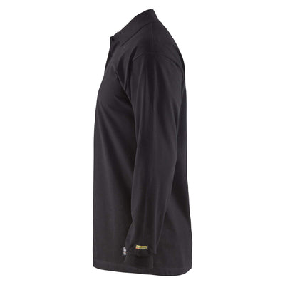 Blaklader 33741741 Heavy Flame Resistant Long Sleeve Polo Shirt Black Left #colour_black