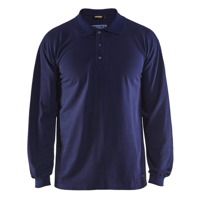 Blaklader 33741741 Heavy Flame Resistant Long Sleeve Polo Shirt Navy Blue Main #colour_navy-blue
