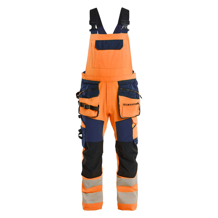 Blaklader 26261648 Hi-Vis 4-Way-Stretch Bib Overalls Orange/Navy Blue Main #colour_orange-navy-blue