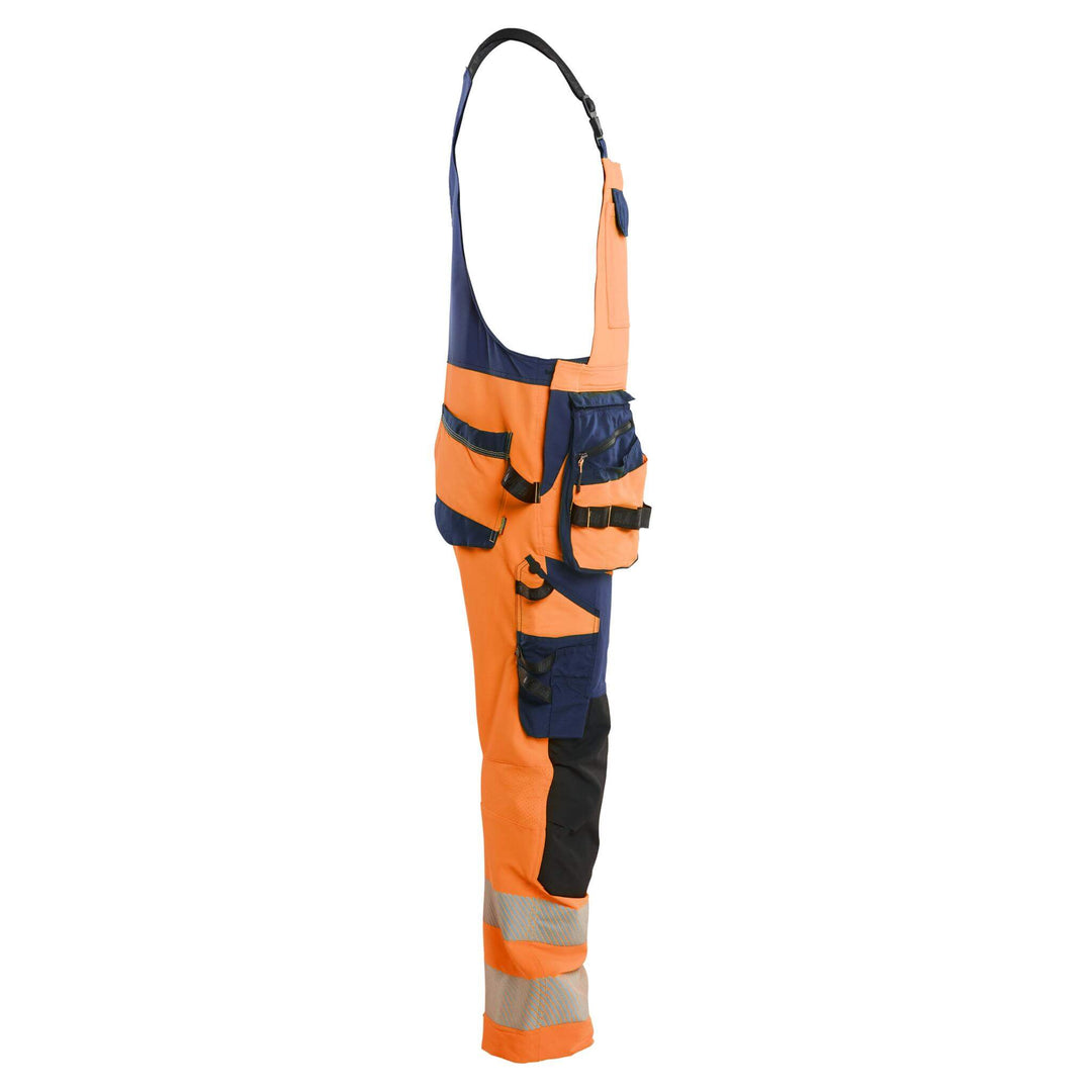 Blaklader 26261648 Hi-Vis 4-Way-Stretch Bib Overalls Orange/Navy Blue Right #colour_orange-navy-blue