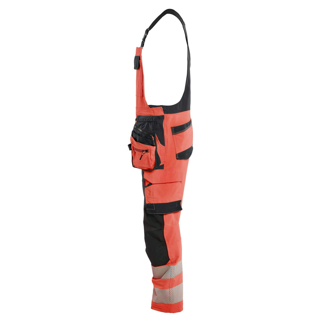 Blaklader 26261648 Hi-Vis 4-Way-Stretch Bib Overalls Red/Black Left #colour_red-black