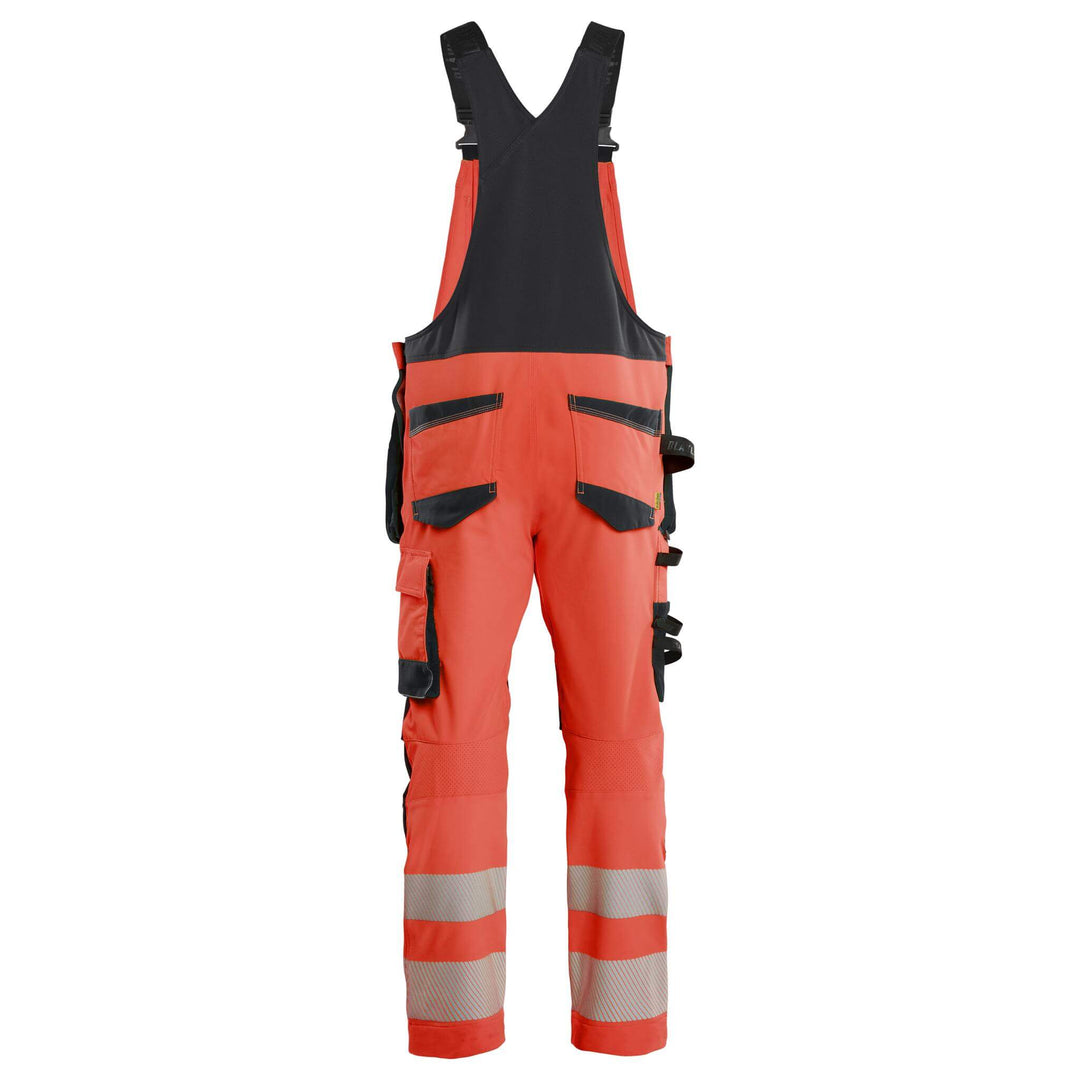 Blaklader 26261648 Hi-Vis 4-Way-Stretch Bib Overalls Red/Black Rear #colour_red-black