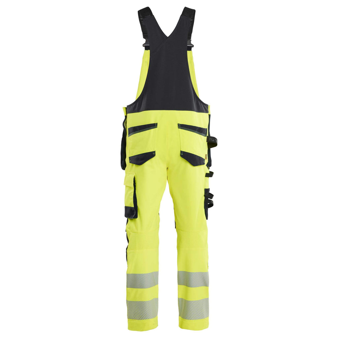 Blaklader 26261648 Hi-Vis 4-Way-Stretch Bib Overalls Yellow/Black Rear #colour_yellow-black