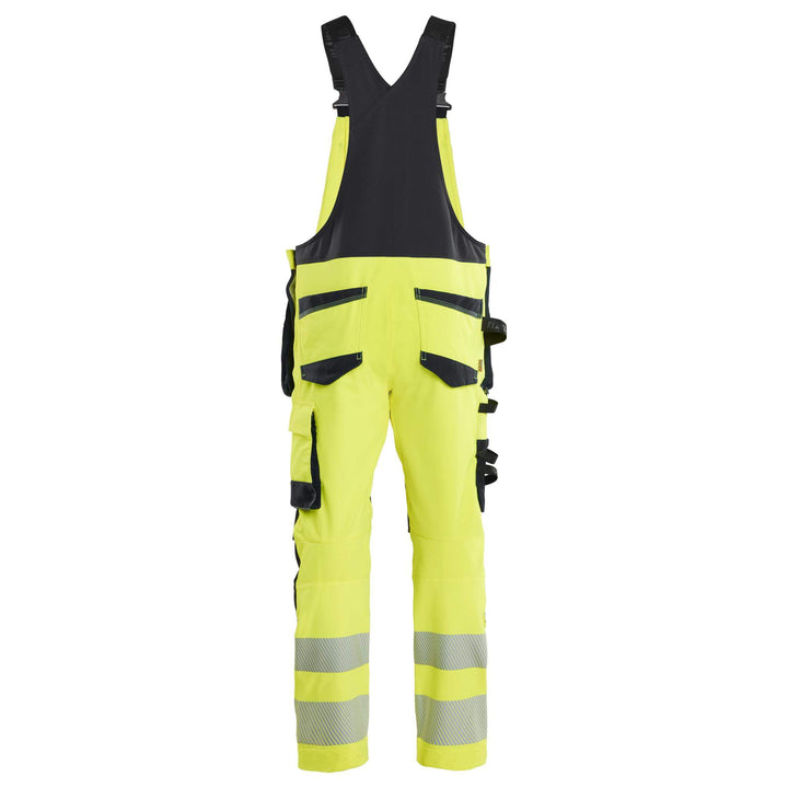 Blaklader 26261648 Hi-Vis 4-Way-Stretch Bib Overalls Yellow/Black Rear #colour_yellow-black