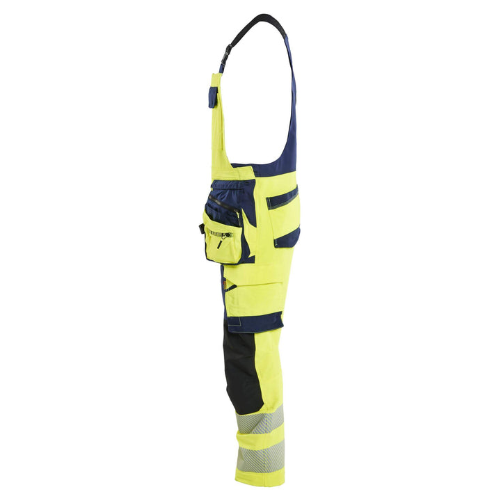 Blaklader 26261648 Hi-Vis 4-Way-Stretch Bib Overalls Yellow/Navy Blue Left #colour_yellow-navy-blue