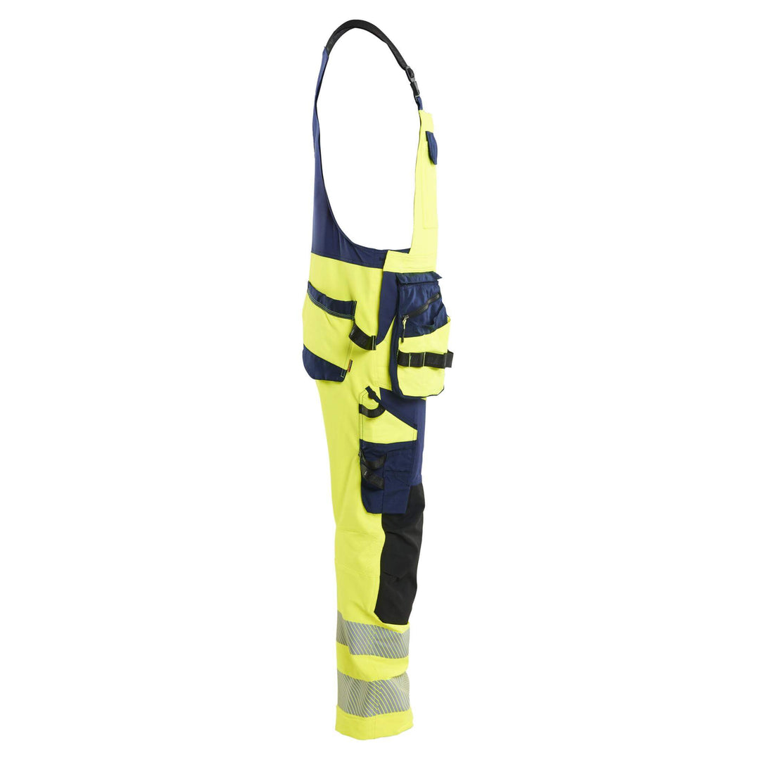 Blaklader 26261648 Hi-Vis 4-Way-Stretch Bib Overalls Yellow/Navy Blue Right #colour_yellow-navy-blue