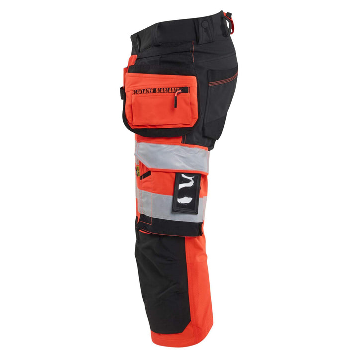 Blaklader 11231648 Hi-Vis 4-Way Stretch Cordura Knee Pad Pirate Trousers Red/Black Left #colour_red-black