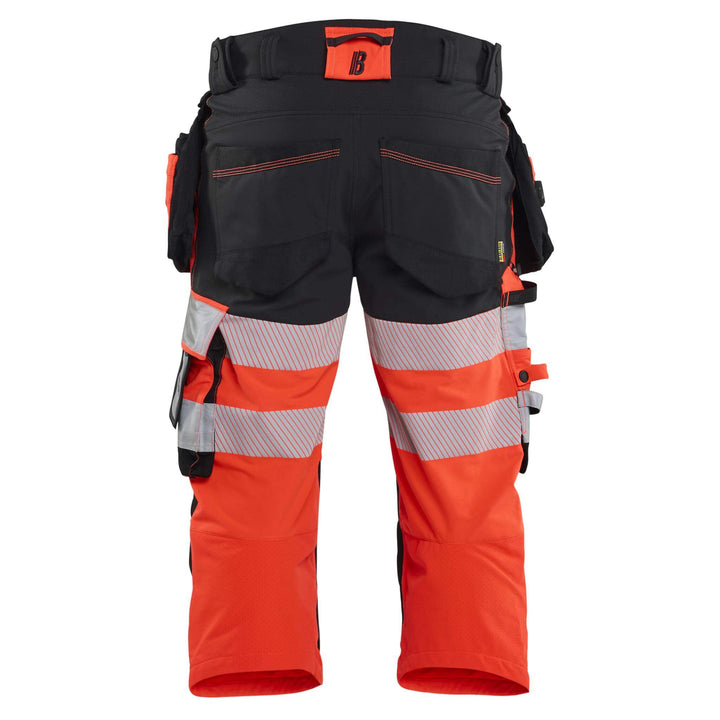 Blaklader 11231648 Hi-Vis 4-Way Stretch Cordura Knee Pad Pirate Trousers Red/Black Rear #colour_red-black