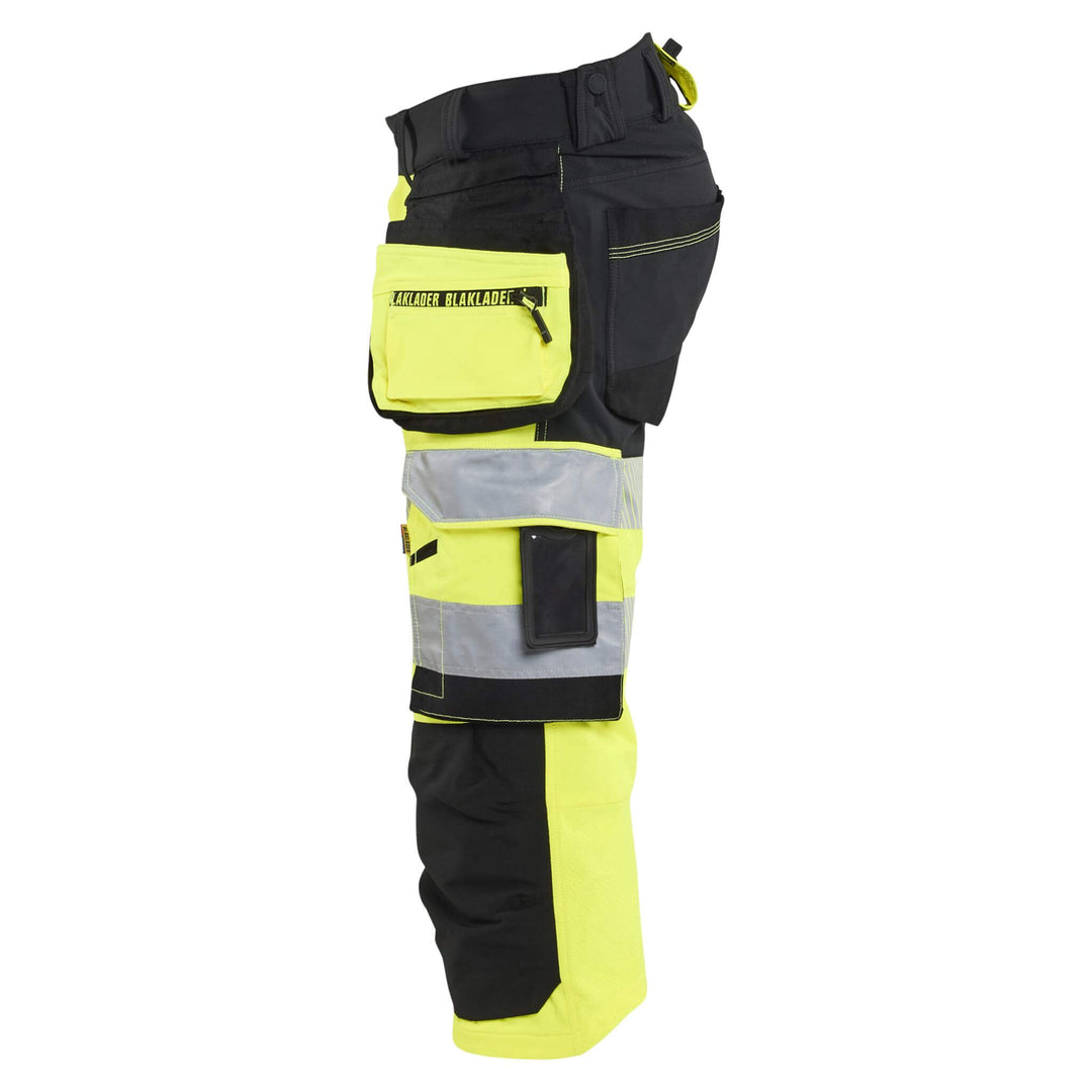 Blaklader 11231648 Hi-Vis 4-Way Stretch Cordura Knee Pad Pirate Trousers Yellow/Black Left #colour_yellow-black