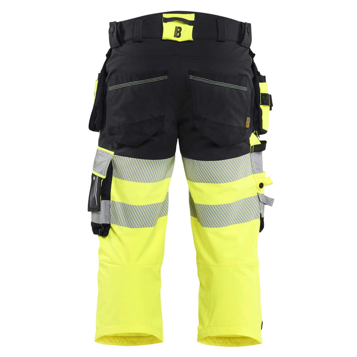 Blaklader 11231648 Hi-Vis 4-Way Stretch Cordura Knee Pad Pirate Trousers Yellow/Black Rear #colour_yellow-black