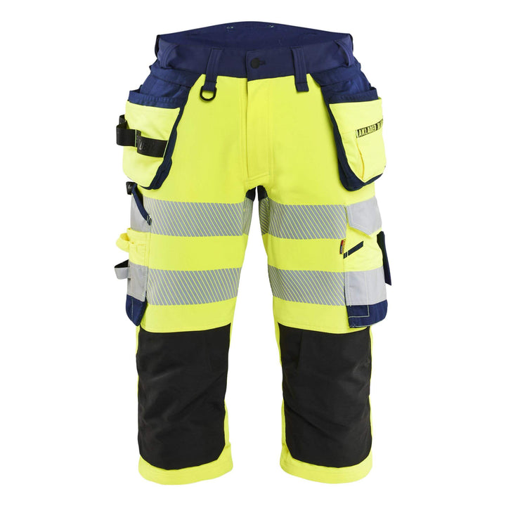 Blaklader 11231648 Hi-Vis 4-Way Stretch Cordura Knee Pad Pirate Trousers Yellow/Navy Blue Main #colour_yellow-navy-blue