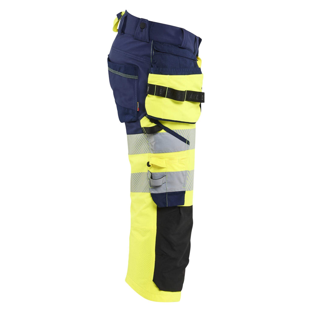 Blaklader 11231648 Hi-Vis 4-Way Stretch Cordura Knee Pad Pirate Trousers Yellow/Navy Blue Right #colour_yellow-navy-blue
