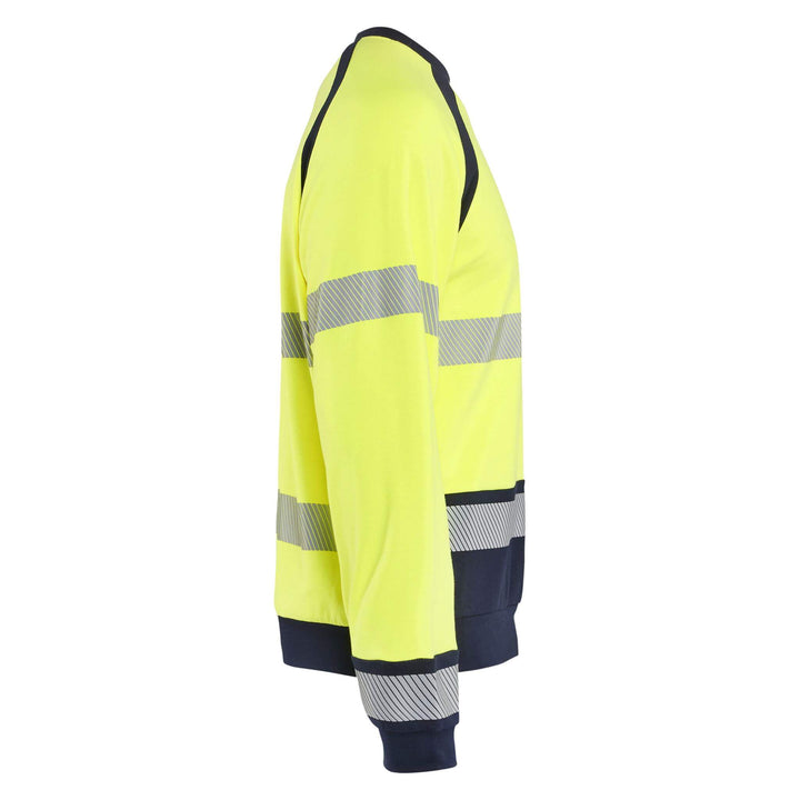 Blaklader 30881762 Hi-Vis Flame Retardant Multinorm Sweatshirt Yellow/Navy Blue Right #colour_yellow-navy-blue