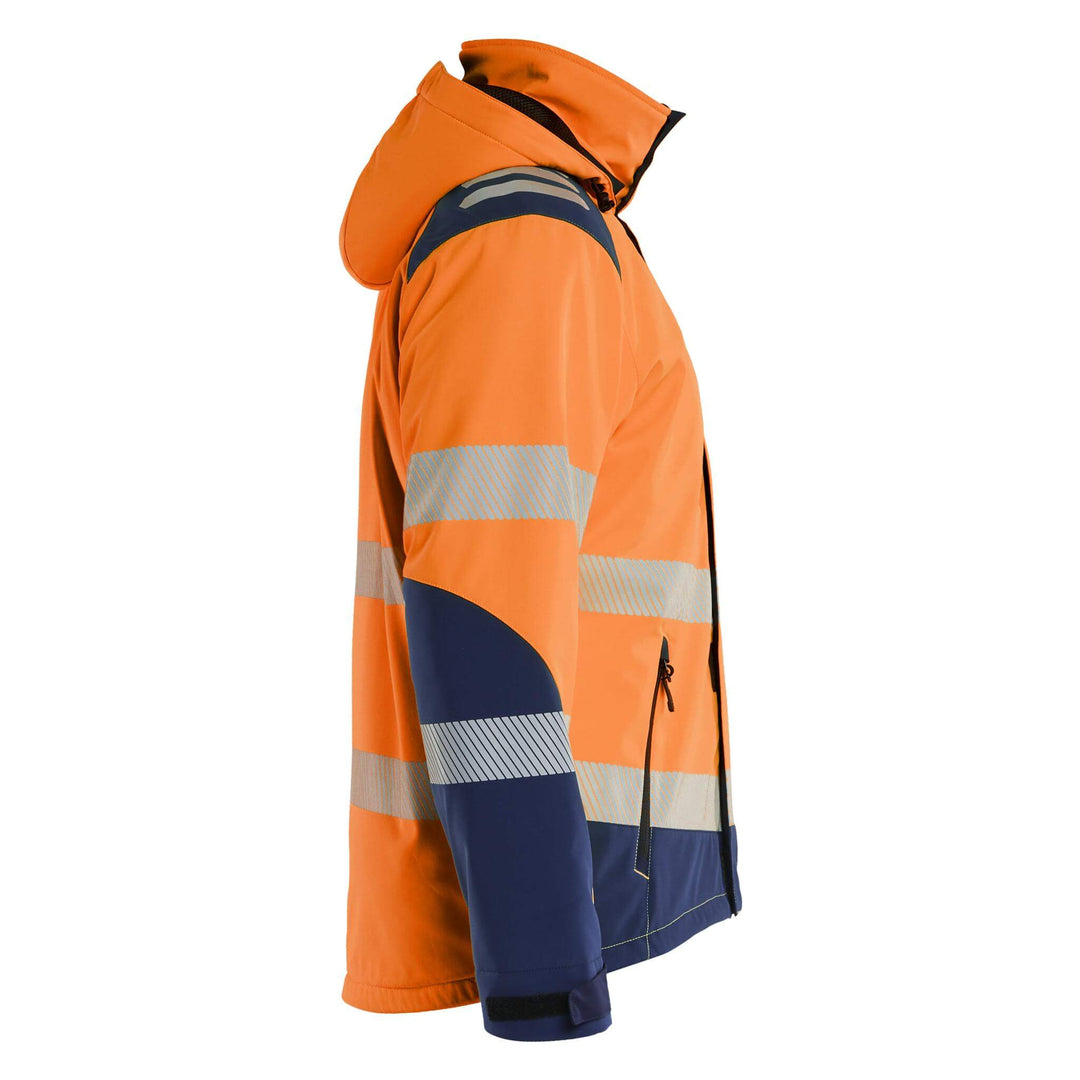 Blaklader 44002513 Hi-Vis Lightweight Lined Waterproof Winter Softshell Jacket Orange/Navy Blue Right #colour_orange-navy-blue