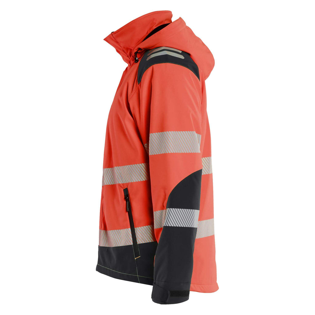 Blaklader 44002513 Hi-Vis Lightweight Lined Waterproof Winter Softshell Jacket Red/Black Left #colour_red-black