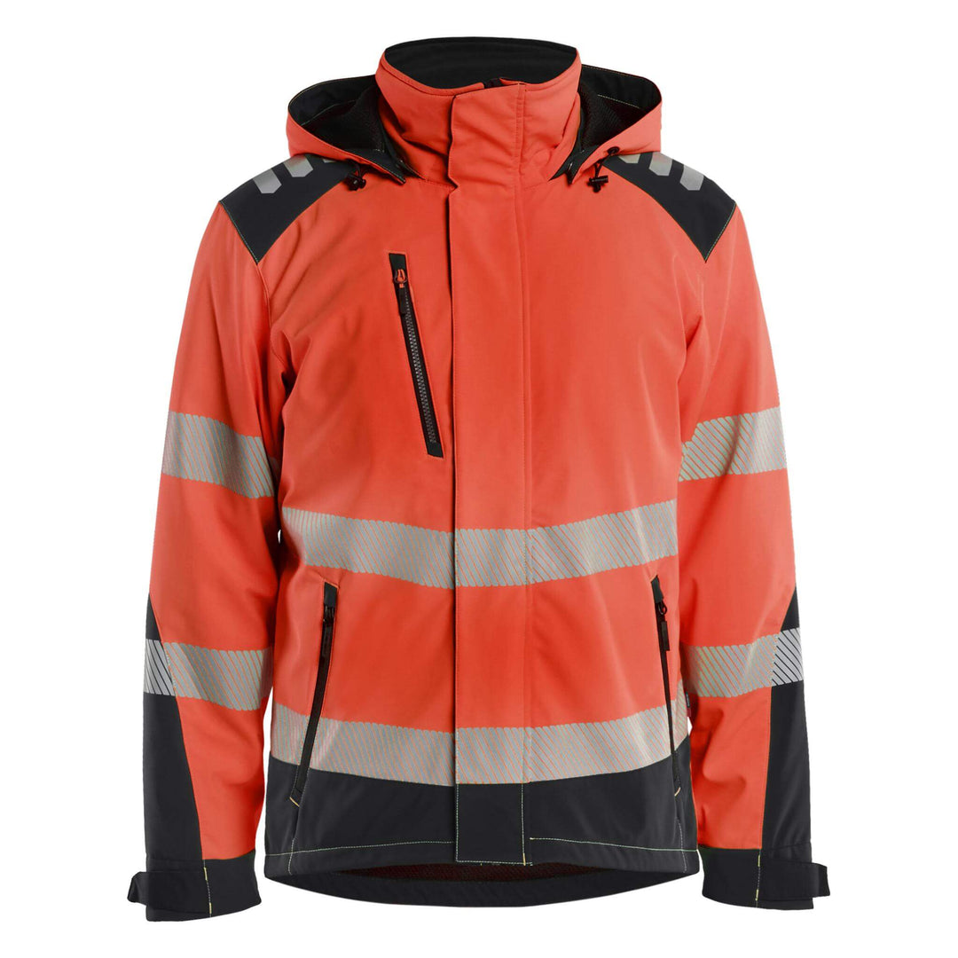Blaklader 44002513 Hi-Vis Lightweight Lined Waterproof Winter Softshell Jacket Red/Black Main #colour_red-black