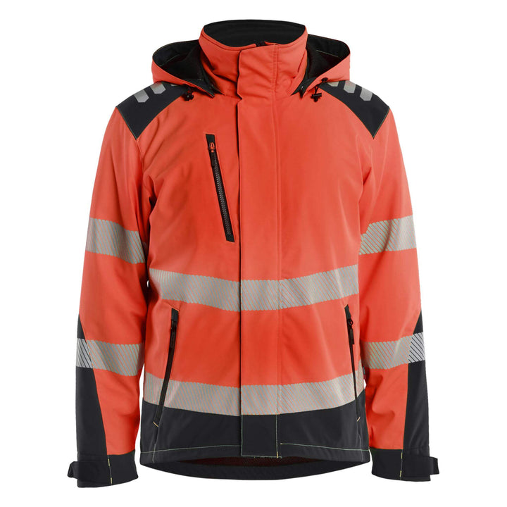 Blaklader 44002513 Hi-Vis Lightweight Lined Waterproof Winter Softshell Jacket Red/Black Main #colour_red-black