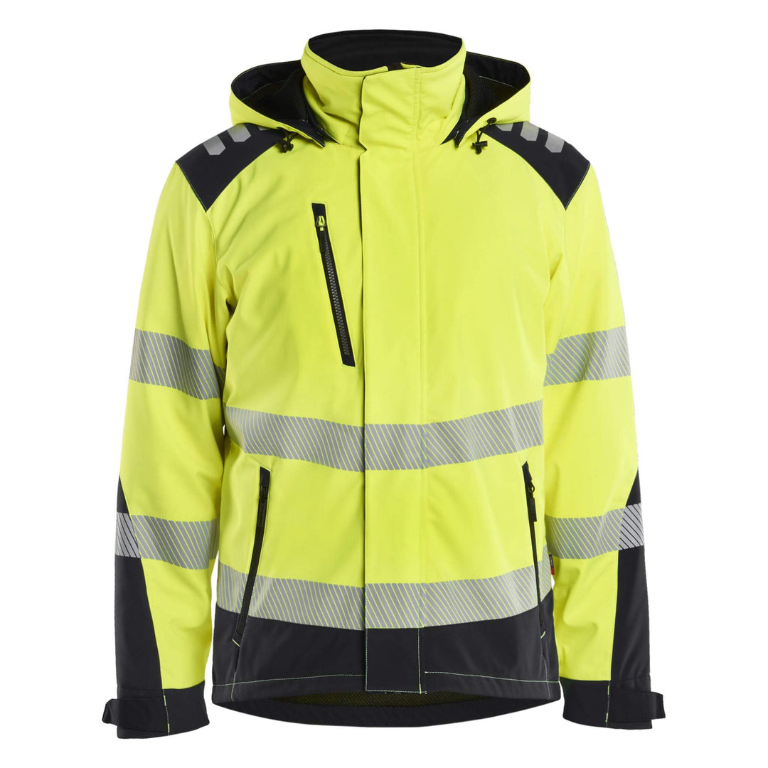 Blaklader 44002513 Hi-Vis Lightweight Lined Waterproof Winter Softshell Jacket Yellow/Black Main #colour_yellow-black