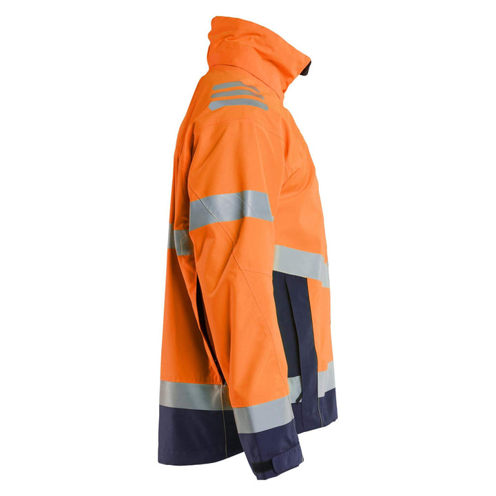 Blaklader 47601977 Hi-Vis Lightweight Waterproof Shell Jacket Orange/Navy Blue Right #colour_orange-navy-blue