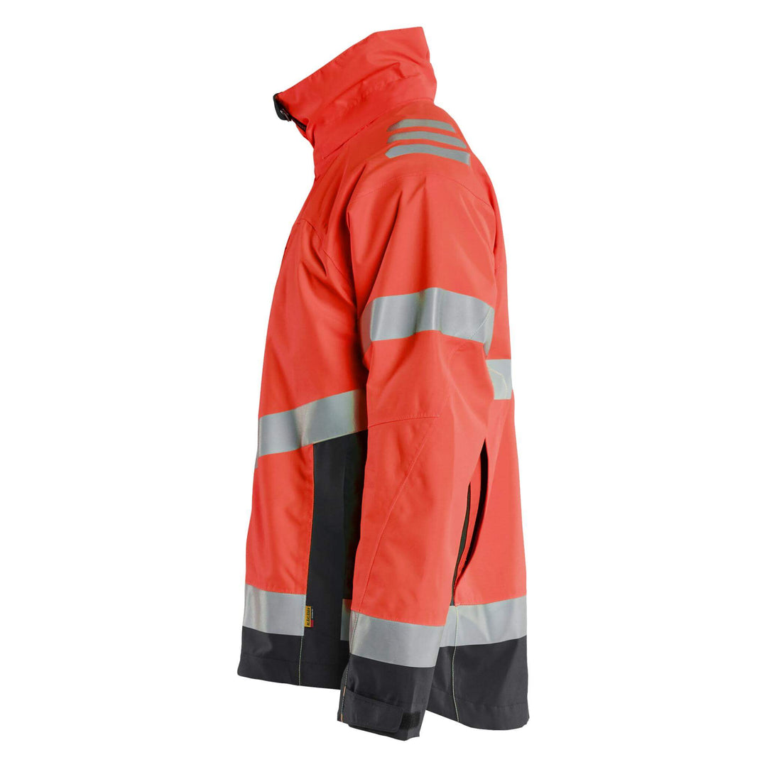 Blaklader 47601977 Hi-Vis Lightweight Waterproof Shell Jacket Red/Black Left #colour_red-black