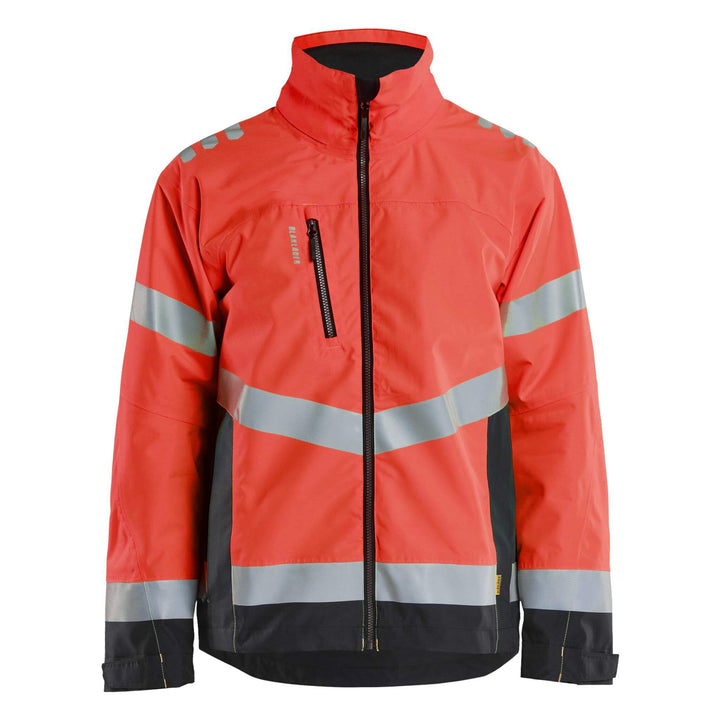 Blaklader 47601977 Hi-Vis Lightweight Waterproof Shell Jacket Red/Black Main #colour_red-black