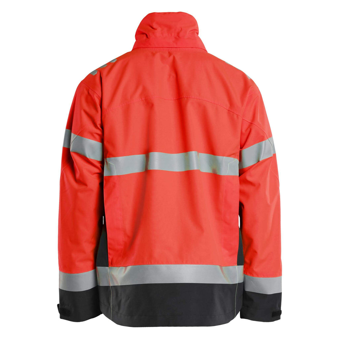 Blaklader 47601977 Hi-Vis Lightweight Waterproof Shell Jacket Red/Black Rear #colour_red-black