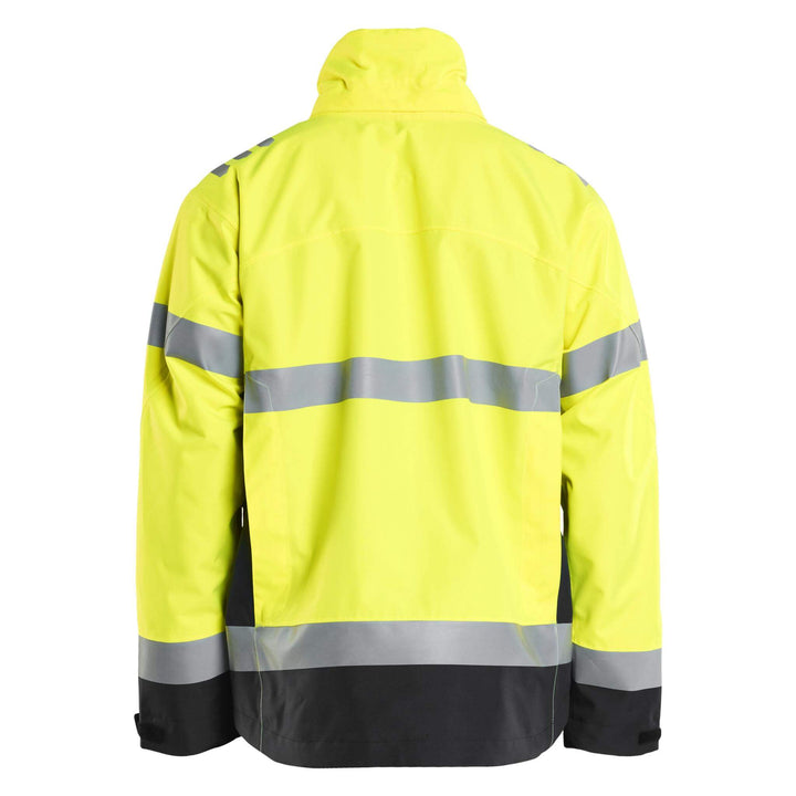 Blaklader 47601977 Hi-Vis Lightweight Waterproof Shell Jacket Yellow/Black Rear #colour_yellow-black