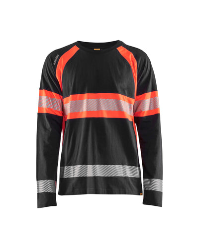 Blaklader 35101030 Hi-Vis Long Sleeved T-Shirt Black/Red Main #colour_black-red