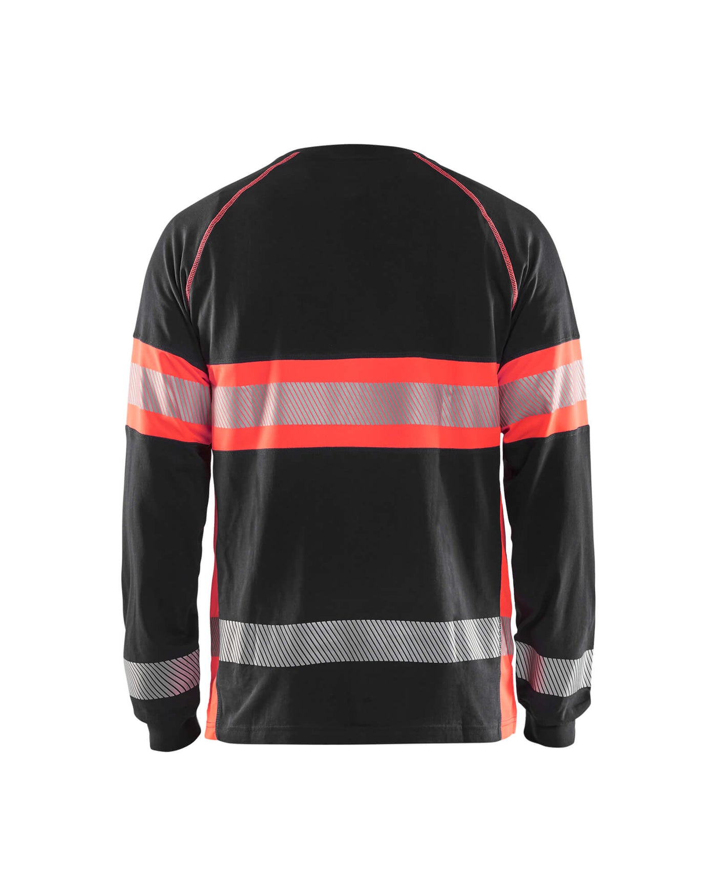 Blaklader 35101030 Hi-Vis Long Sleeved T-Shirt Black/Red Rear #colour_black-red