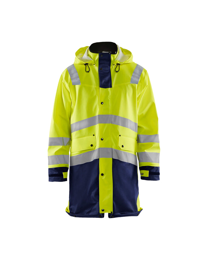 Blaklader 43262005 Hi-Vis Rain Jacket Yellow/Navy Blue Main #colour_yellow-navy-blue