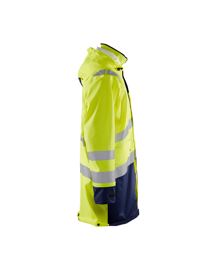 Blaklader 43262005 Hi-Vis Rain Jacket Yellow/Navy Blue Right #colour_yellow-navy-blue