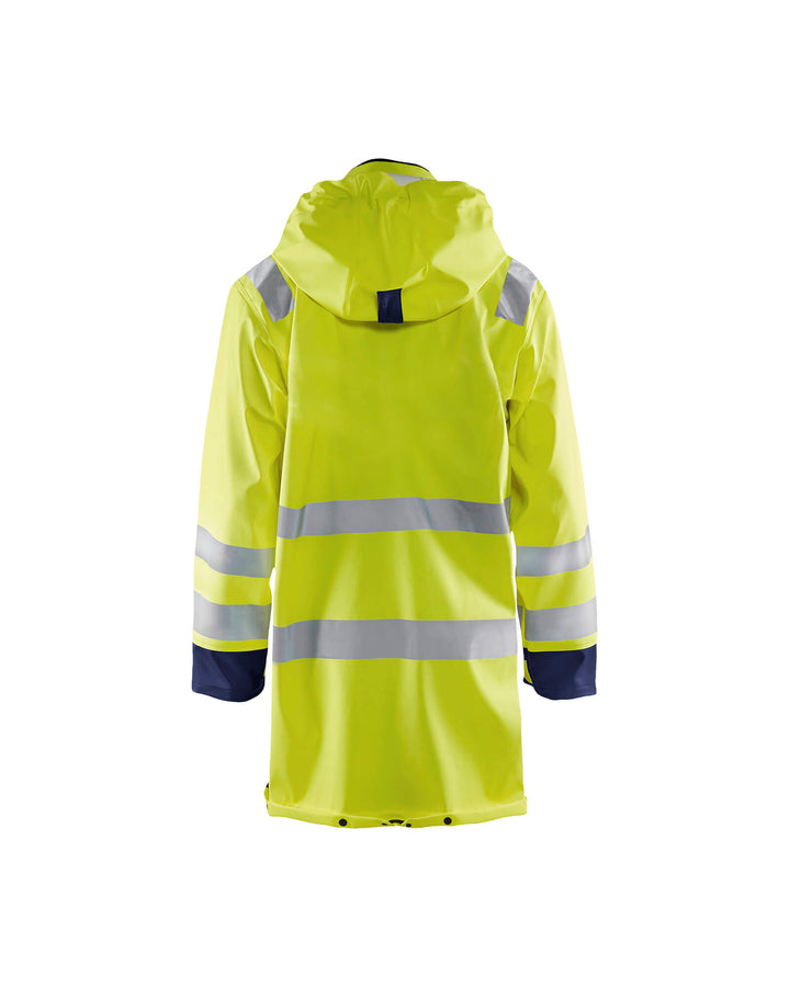 Blaklader 43262005 Hi-Vis Rain Jacket Yellow/Navy Blue Rear #colour_yellow-navy-blue