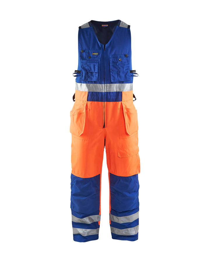 Blaklader 85041977 Hi-Vis Sleeveless Winter Overalls Orange/Cornflower Blue Main #colour_orange-cornflower-blue