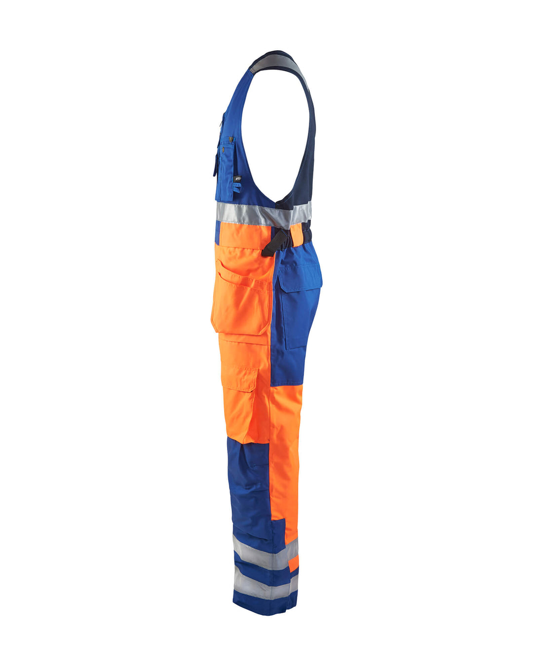 Blaklader 85041977 Hi-Vis Sleeveless Winter Overalls Orange/Cornflower Blue Left #colour_orange-cornflower-blue