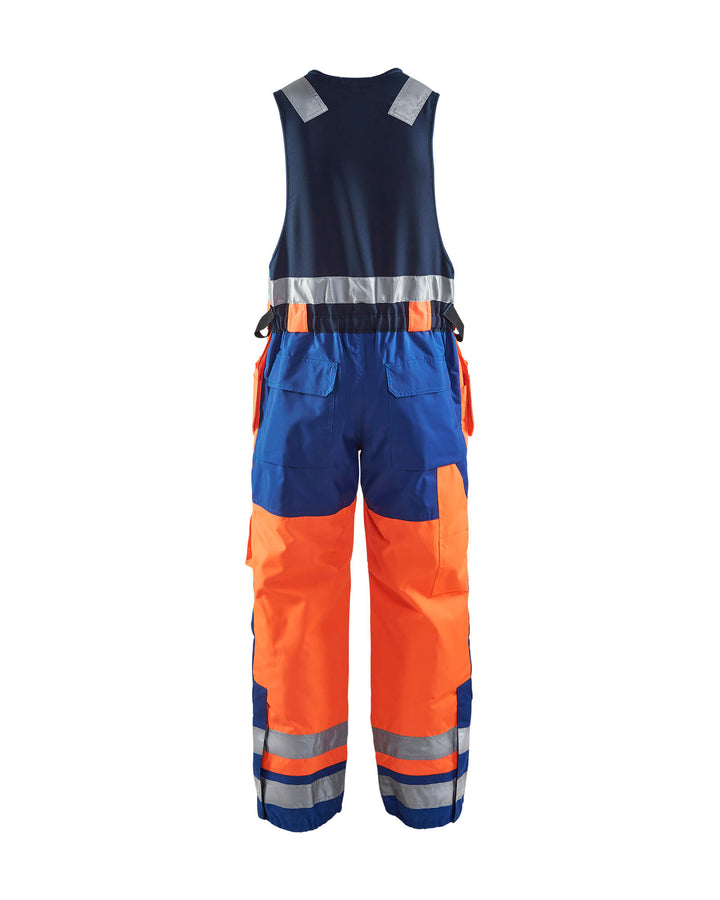 Blaklader 85041977 Hi-Vis Sleeveless Winter Overalls Orange/Cornflower Blue Rear #colour_orange-cornflower-blue