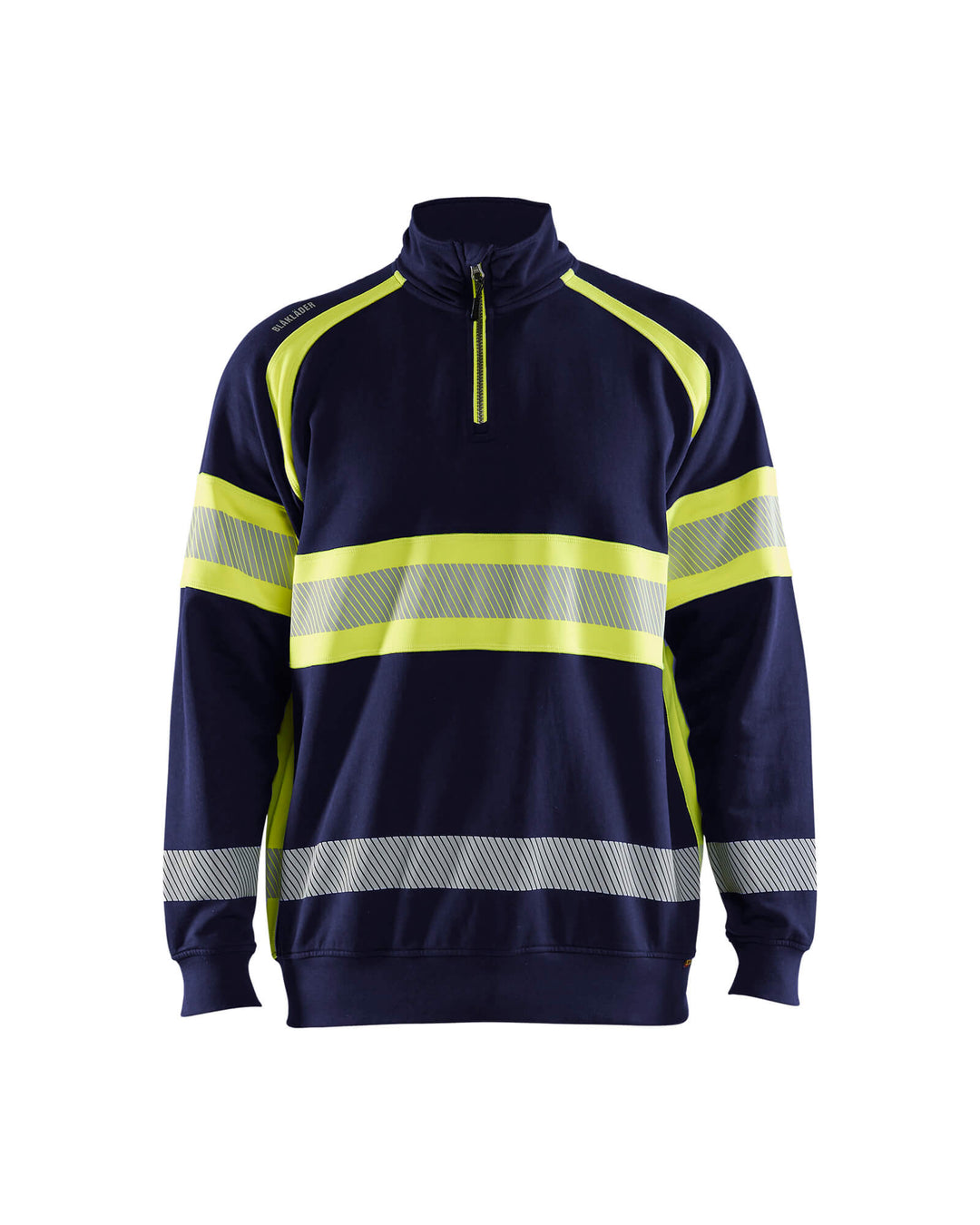 Blaklader 35531158 Hi-Vis Sweater Navy Blue/Hi-Vis Yellow Main #colour_navy-blue-hi-vis-yellow