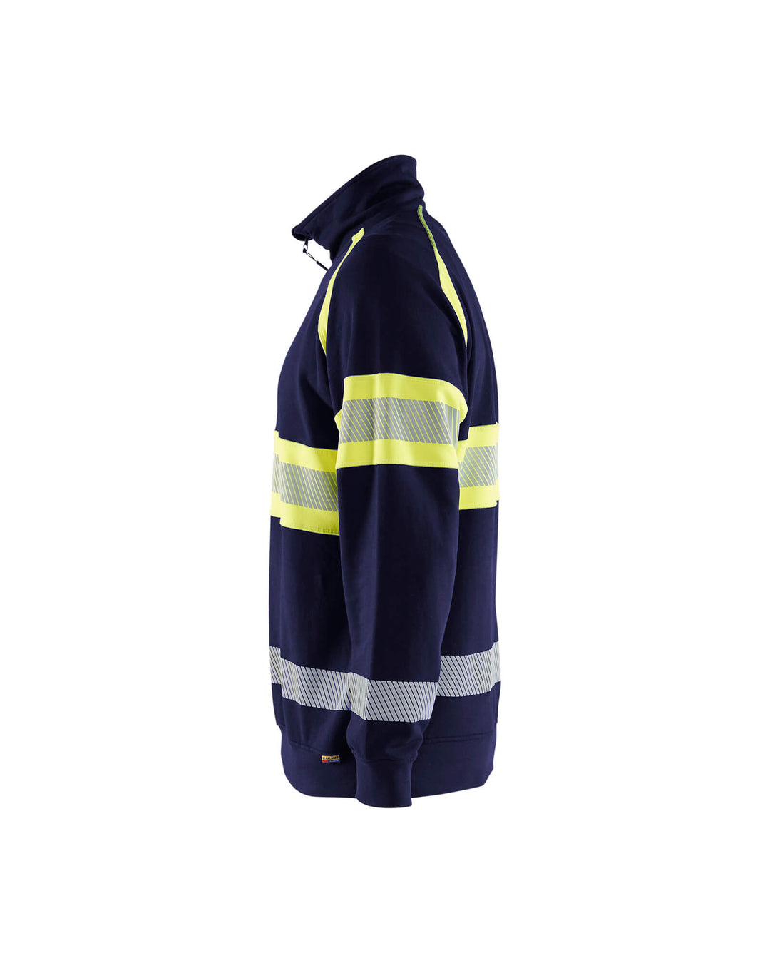 Blaklader 35531158 Hi-Vis Sweater Navy Blue/Hi-Vis Yellow Left #colour_navy-blue-hi-vis-yellow