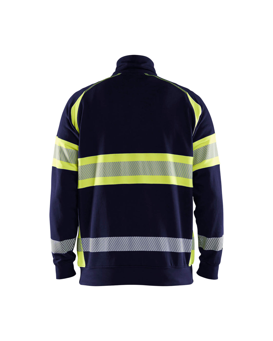 Blaklader 35531158 Hi-Vis Sweater Navy Blue/Hi-Vis Yellow Rear #colour_navy-blue-hi-vis-yellow