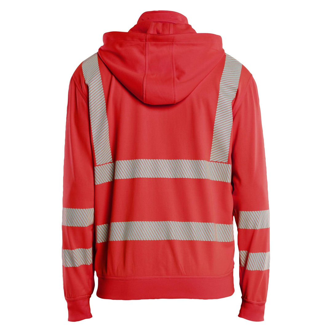 Blaklader 35732538 Hi-Vis Sweatshirt with Detachable Hood Hi-Vis Red Rear #colour_hi-vis-red
