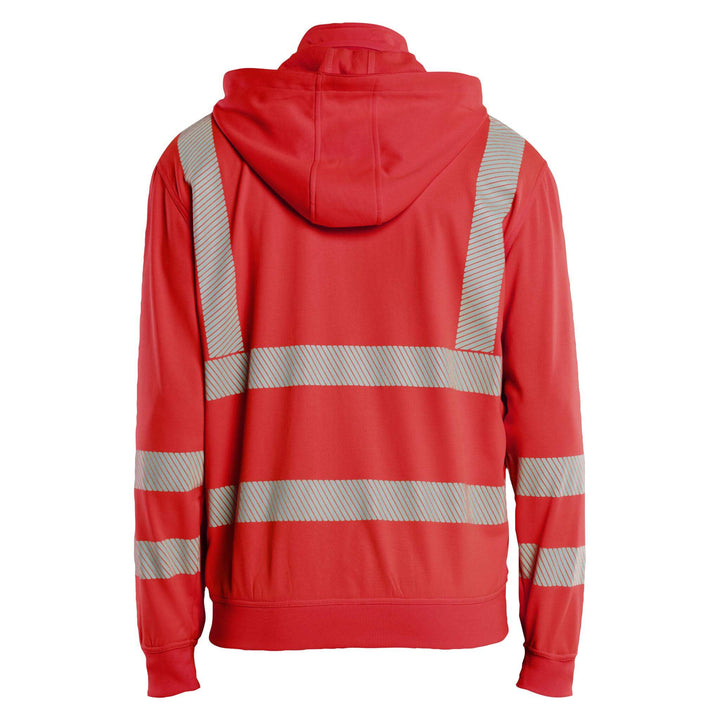 Blaklader 35732538 Hi-Vis Sweatshirt with Detachable Hood Hi-Vis Red Rear #colour_hi-vis-red