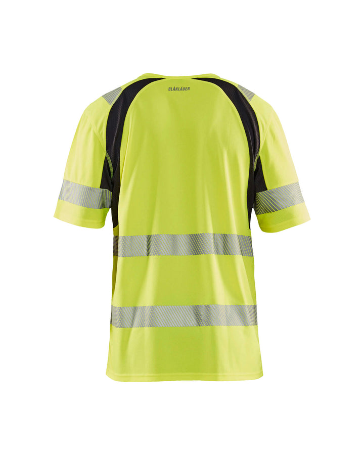 Blaklader 33971013 Hi-Vis T-Shirt UV-Protection Yellow/Black Rear #colour_yellow-black