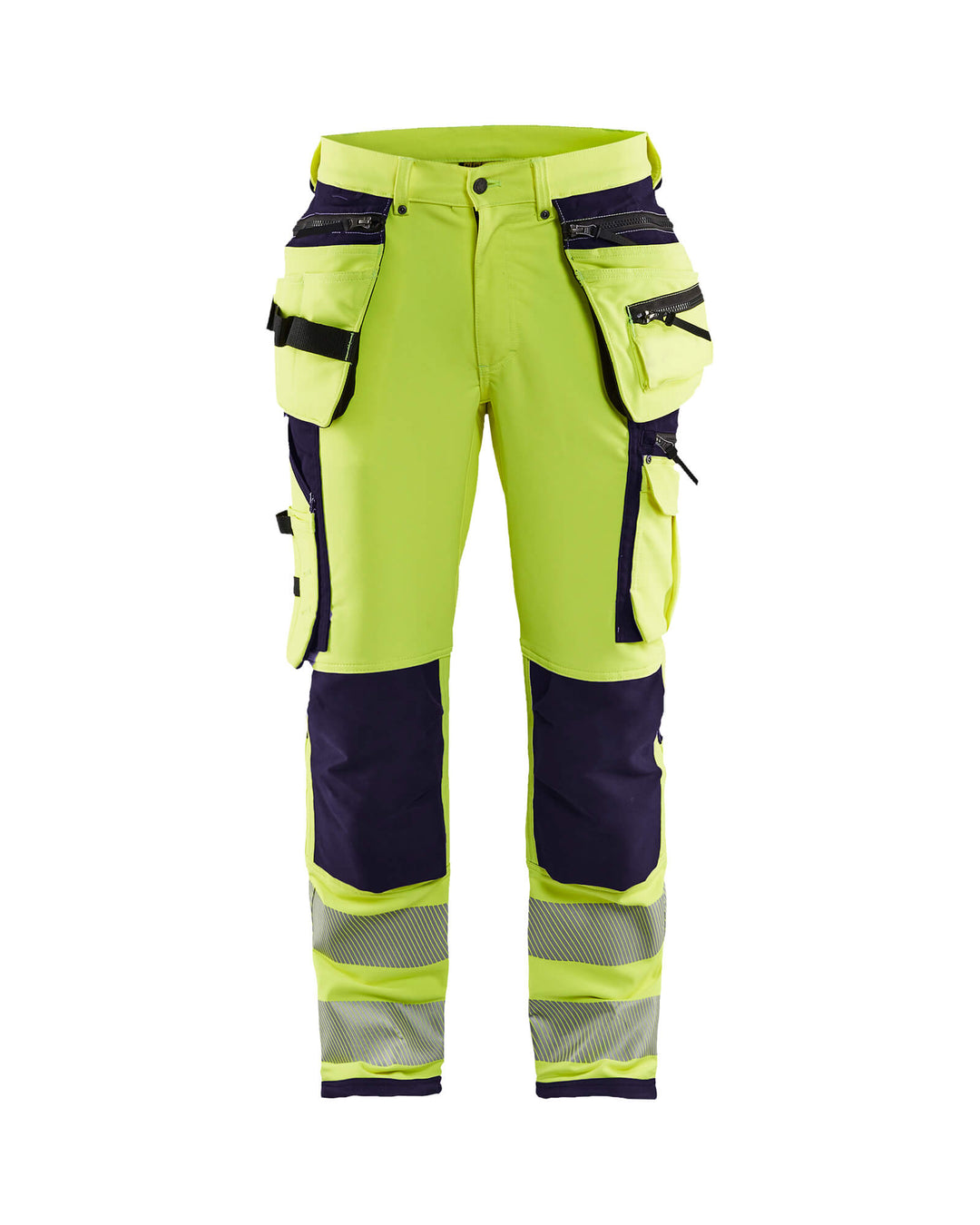 Blaklader 19971642 Hi-Vis Trousers 4-Way Stretch Yellow/Navy Blue Main #colour_yellow-navy-blue