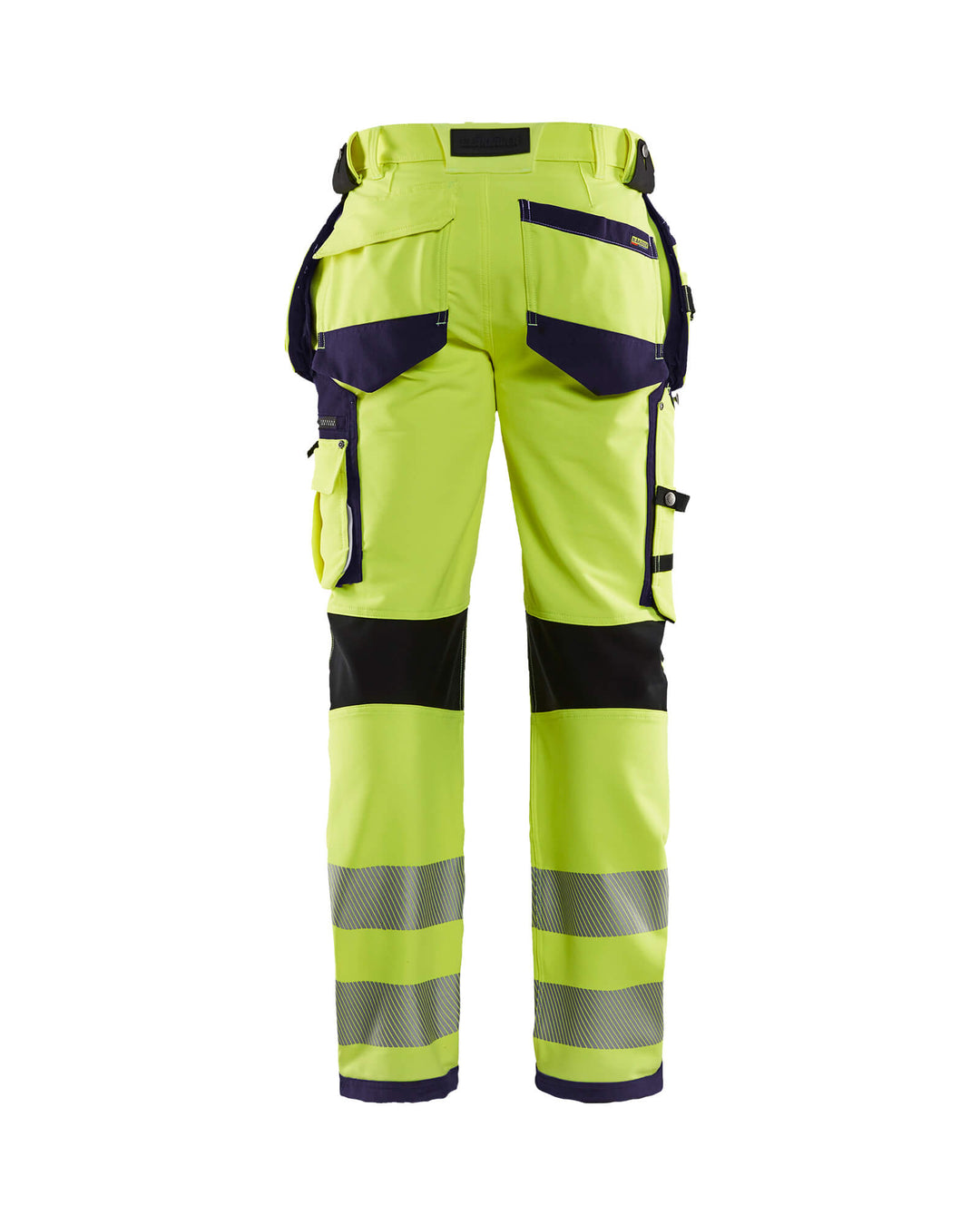 Blaklader 19971642 Hi-Vis Trousers 4-Way Stretch Yellow/Navy Blue Rear #colour_yellow-navy-blue